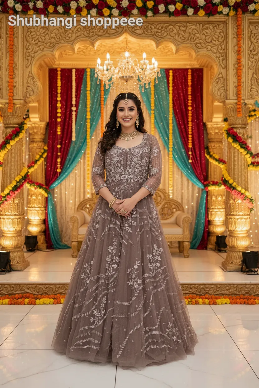 Embroidered Evening Gown