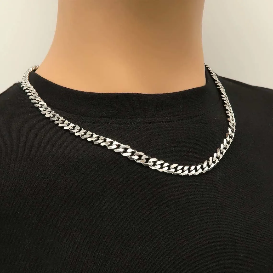 Silver Cuban Link Necklace Chain