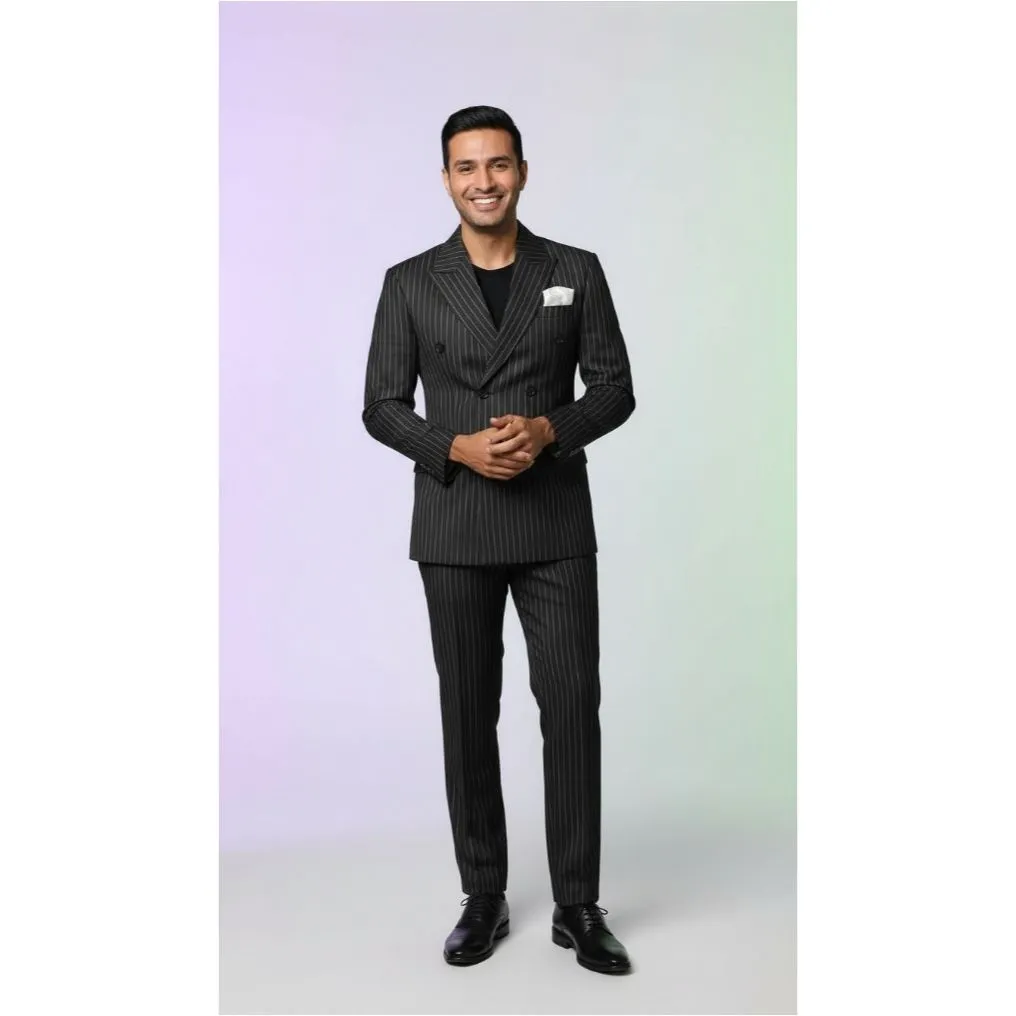 Double-Breasted Pinstripe Suit