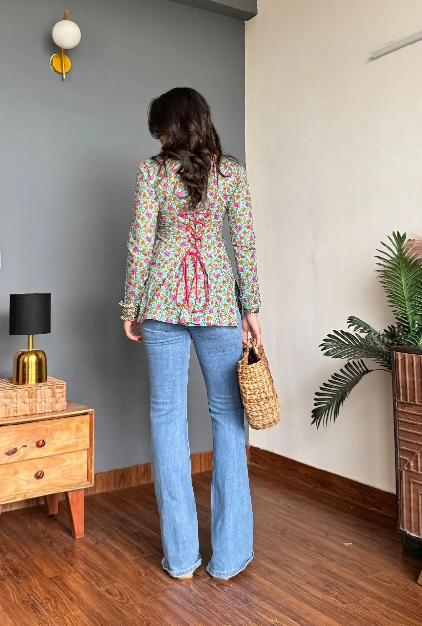 Lotus Corset Kurti - Blue view 2