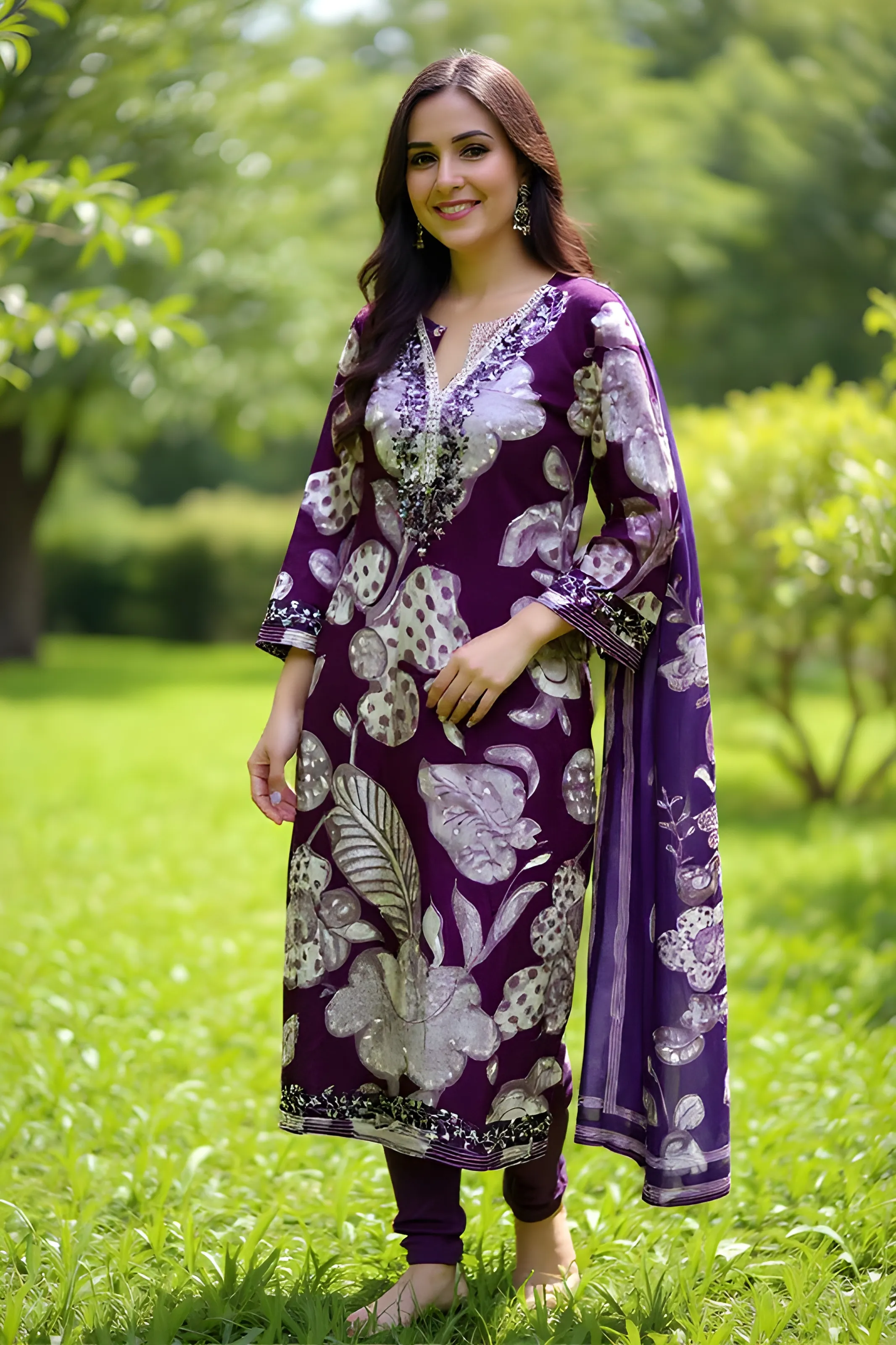 Purple Floral Kaftan