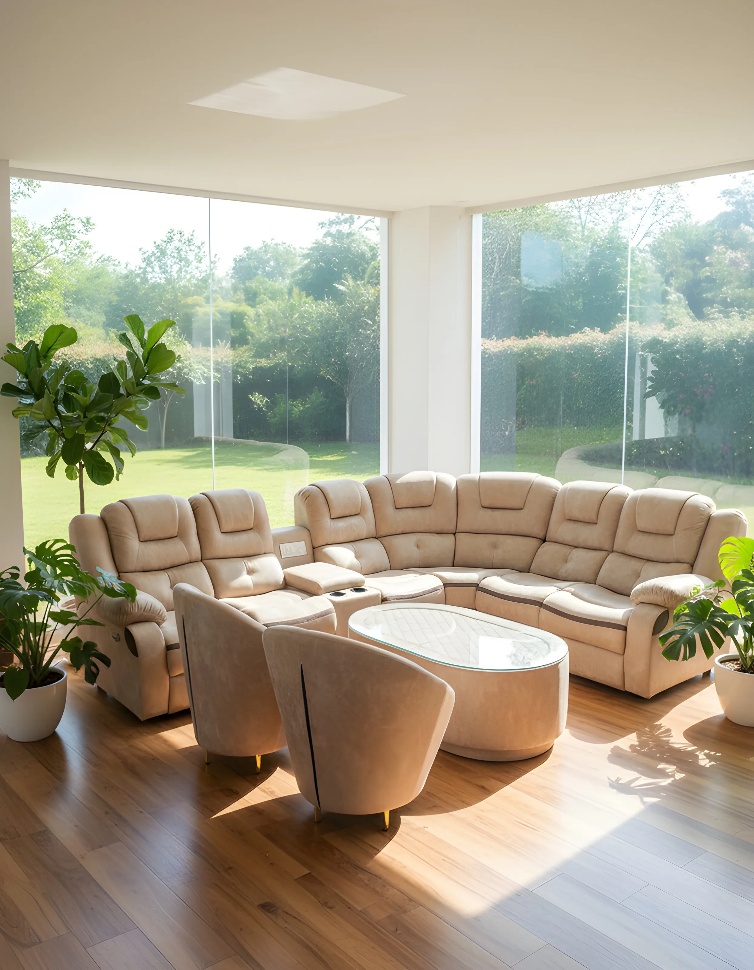 Plush Sectional Sofa Set