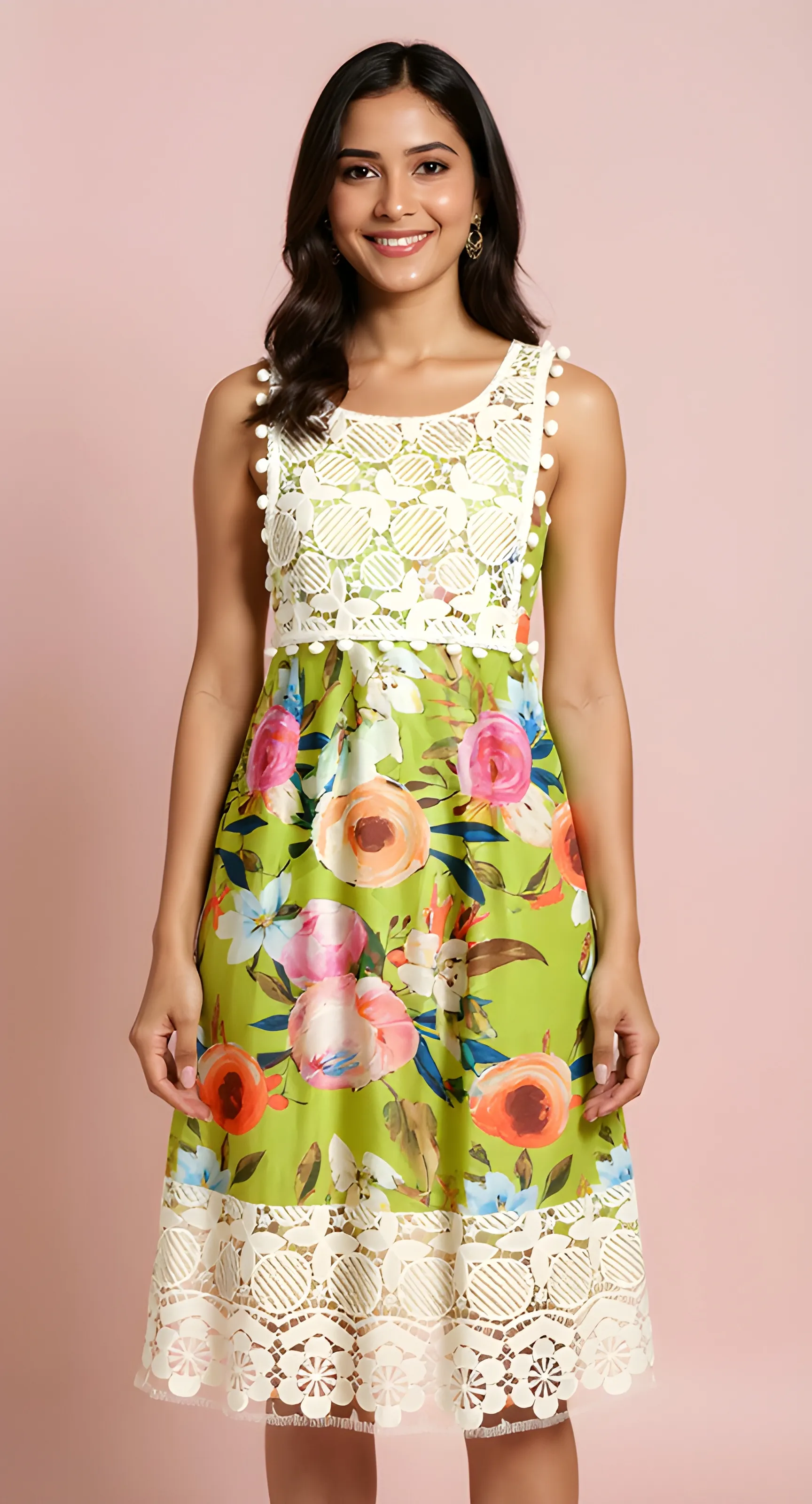 Floral Lace A-line Dress