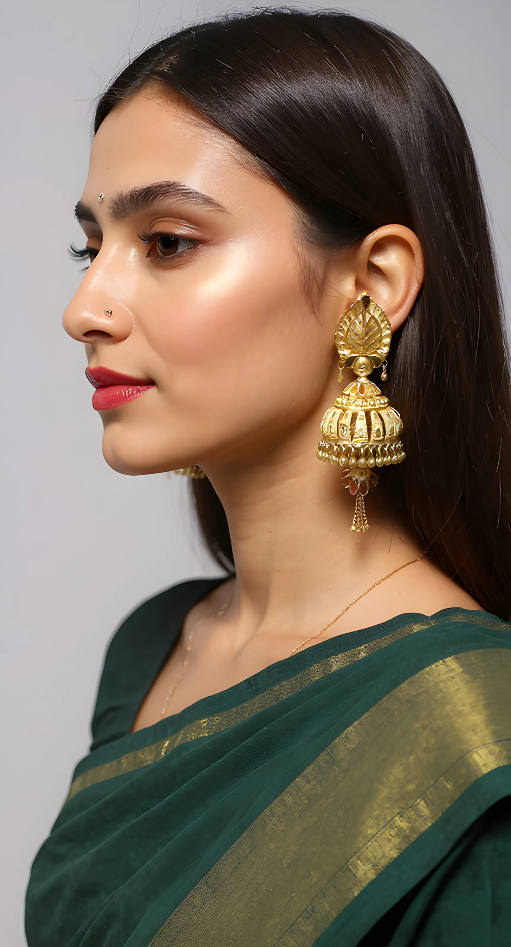 Gold Jhumka Earrings
