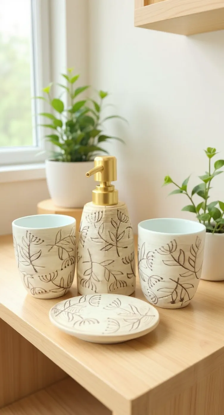 Marble Bathroom Accessory Set