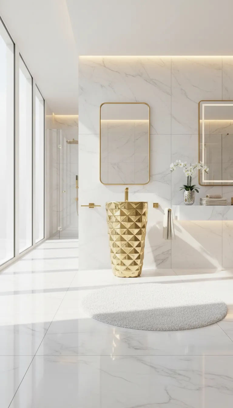 Gold-Finished Pedestal Sink