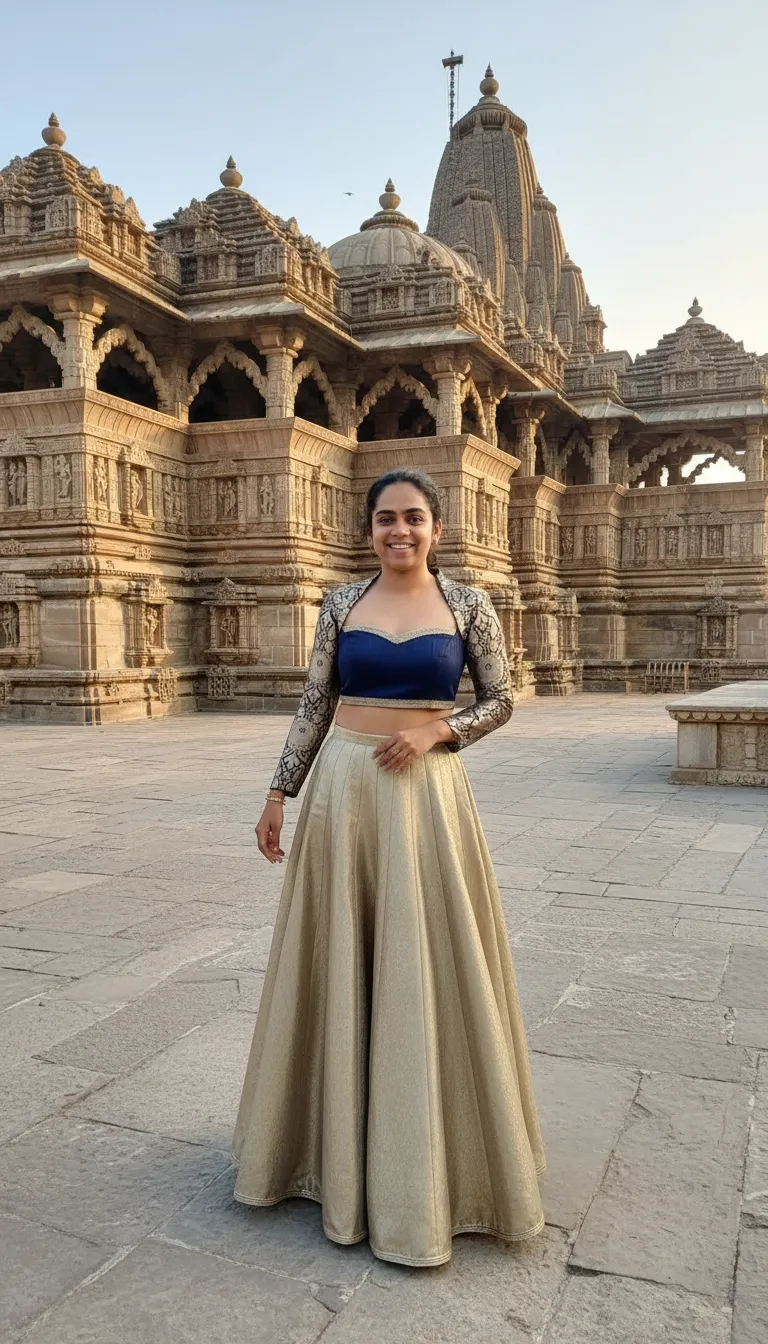 Seema Singh Navy & Gold Lehenga Set view 2