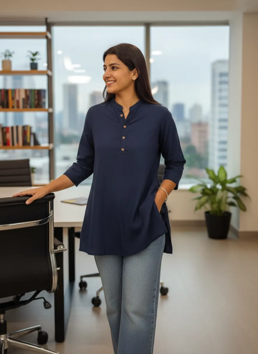 Navy Blue Casual Top