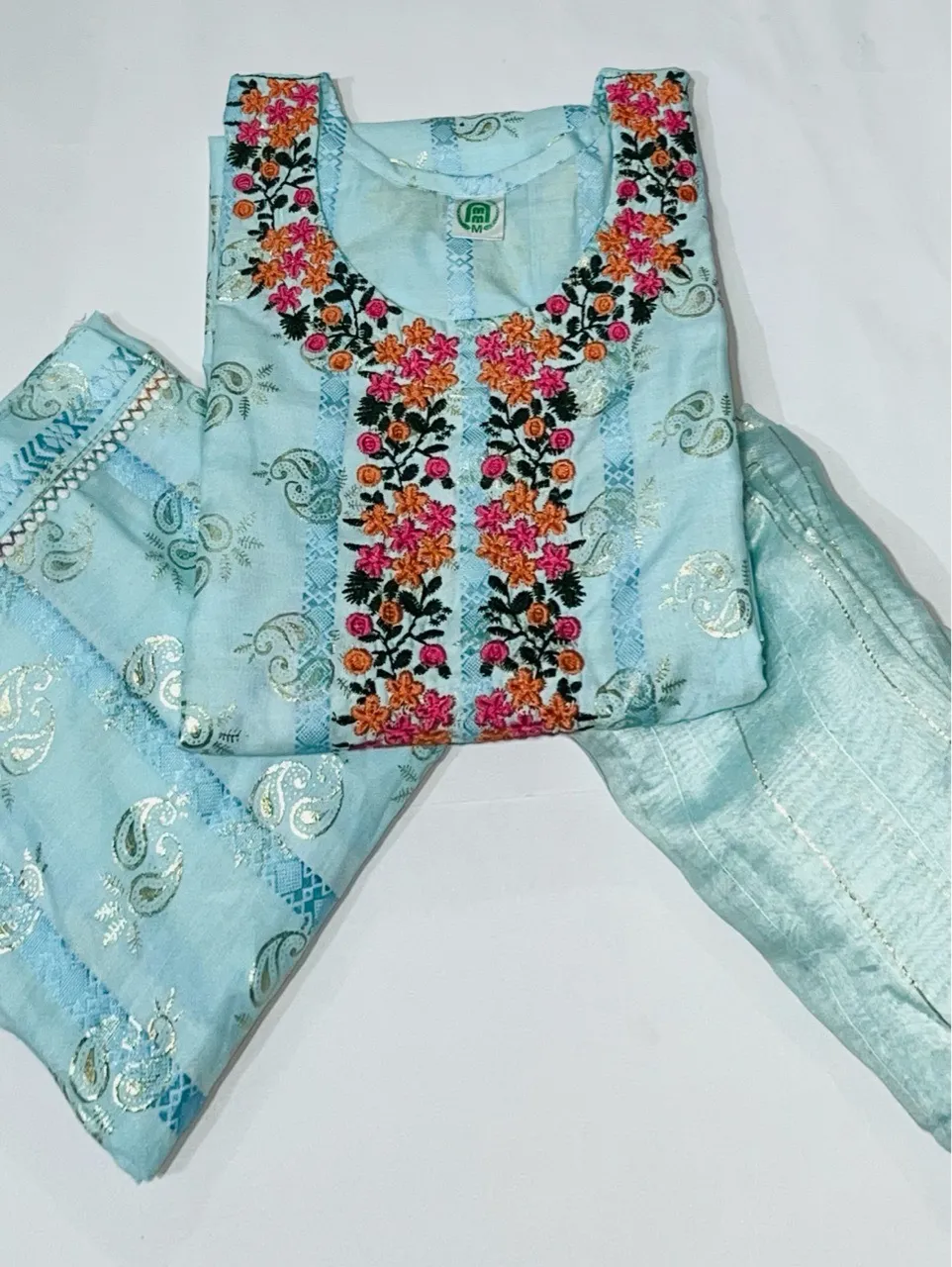 Embroidered Ethnic Sky Blue Colour Kurti Set (size. S(40) M(42) L(44)