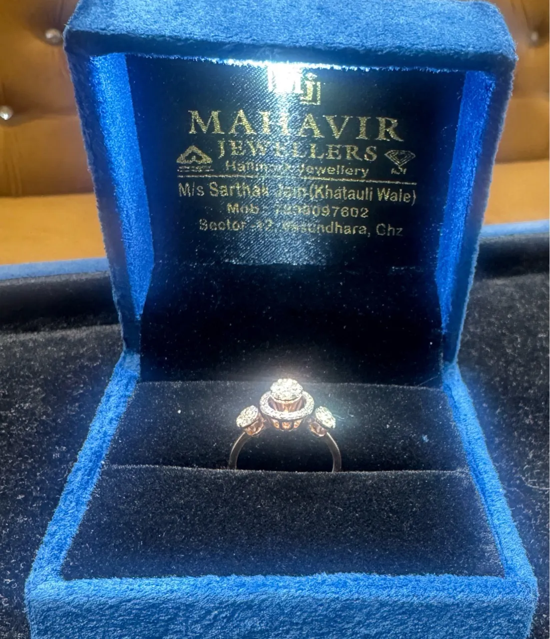 IGI Certified in 14kt Rose Gold Natural Diamond π Ring view 3