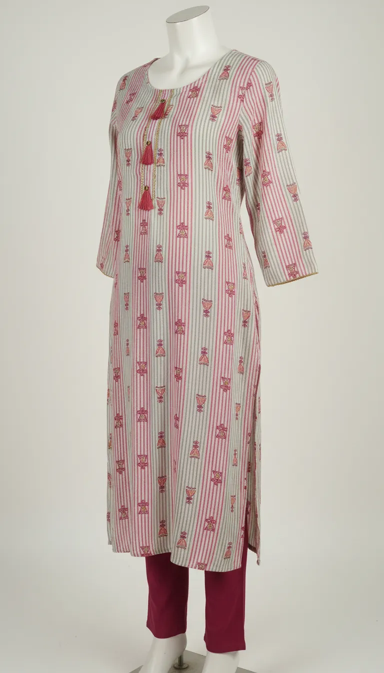 Striped Kurti with Tassel Details