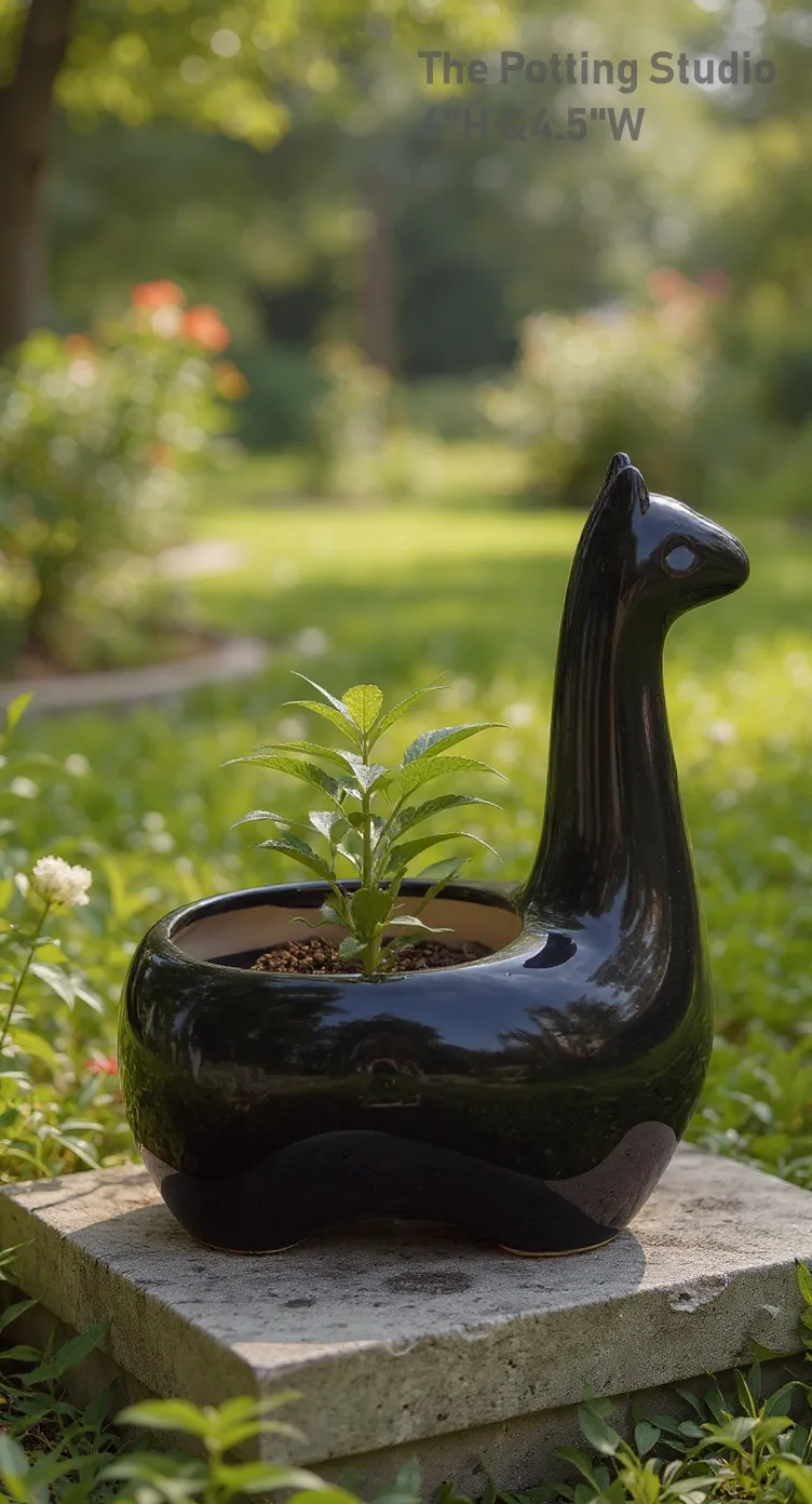 Ceramic Swan Planter 6"H & 4.5"W