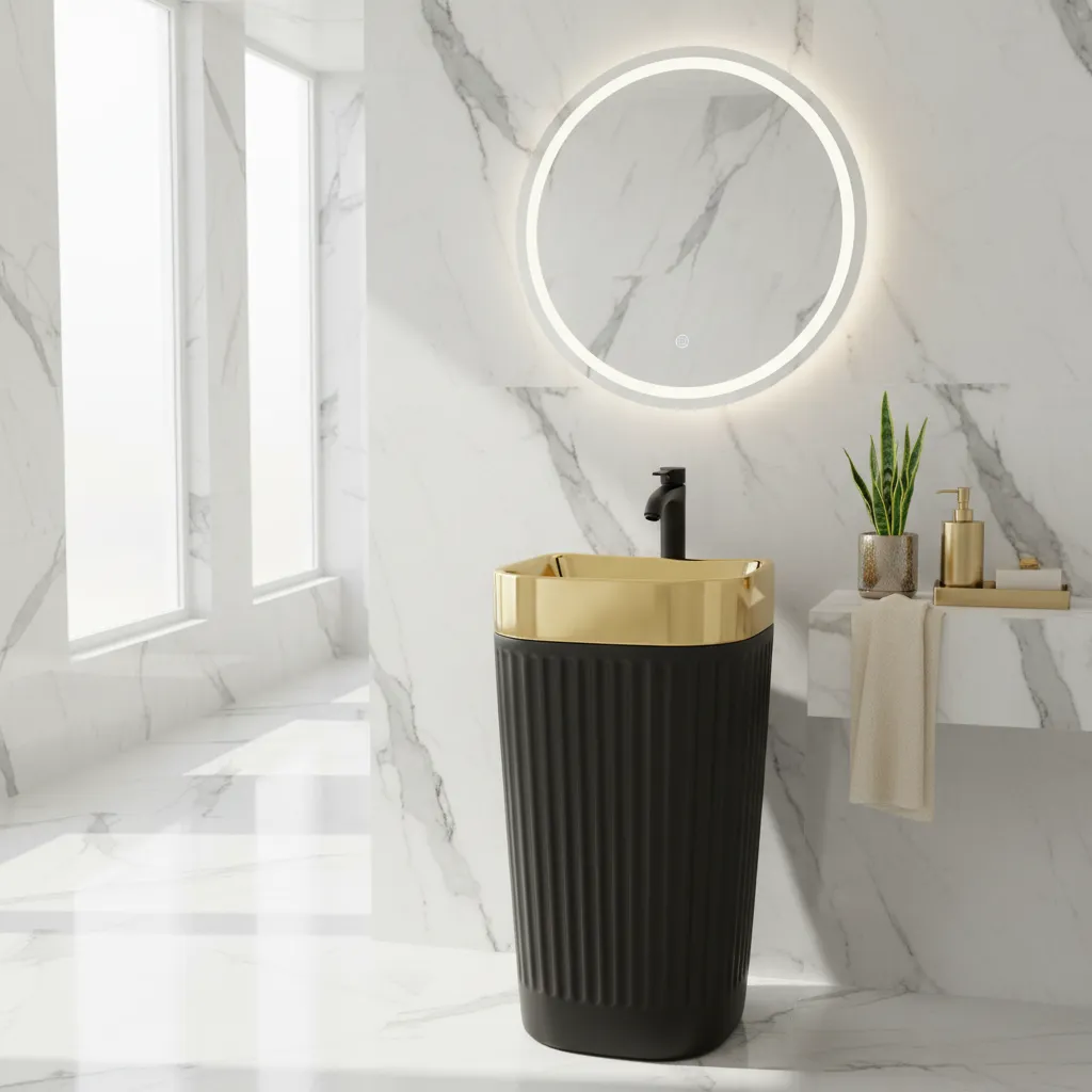 Gold and Black Freestanding Sink