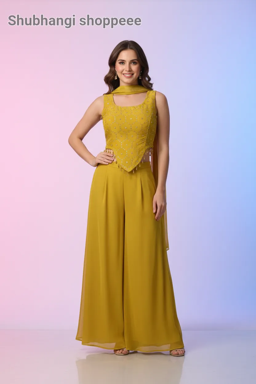 Embellished Yellow Indo Western