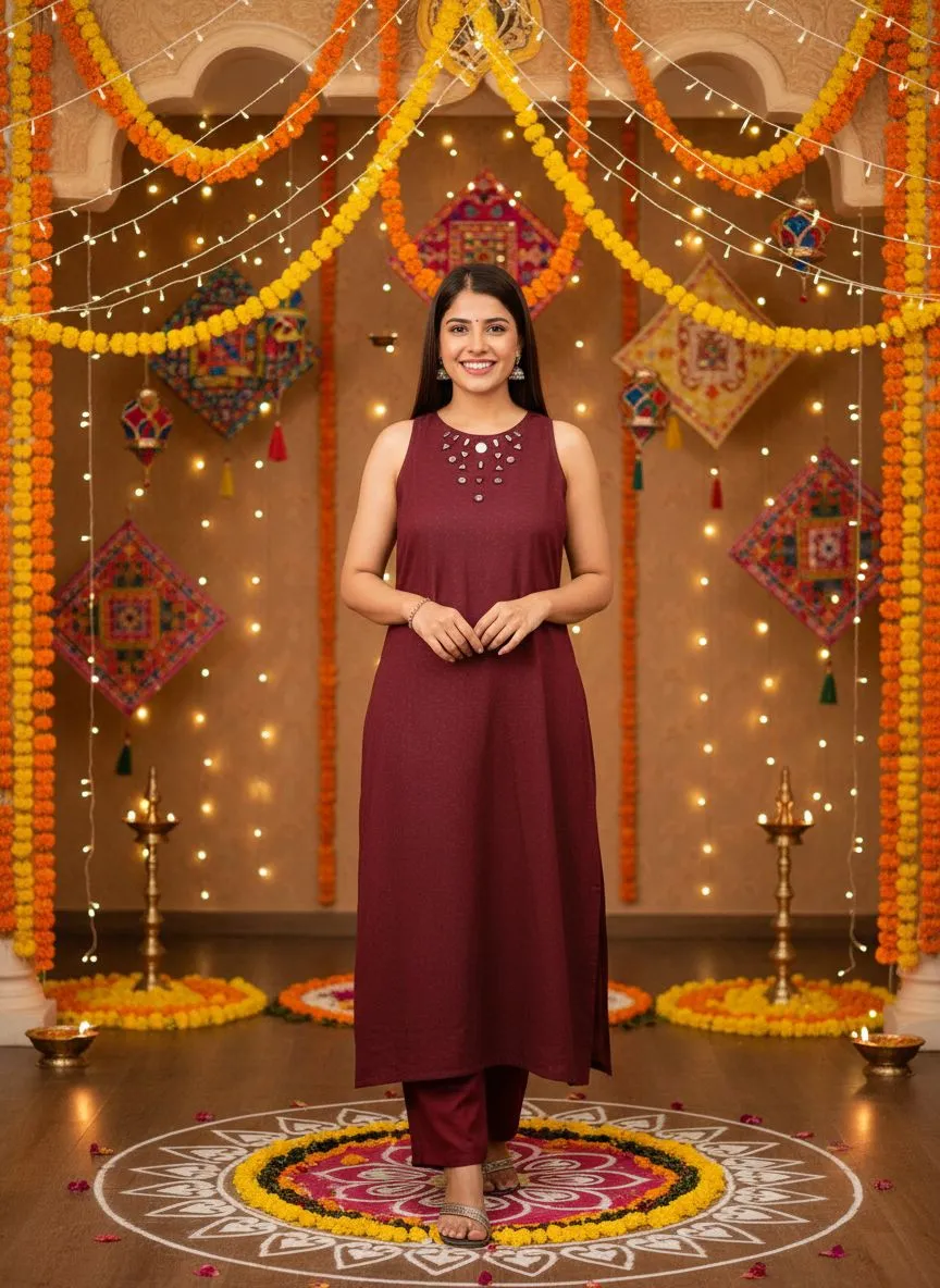 Maroon Festive 2pc Set