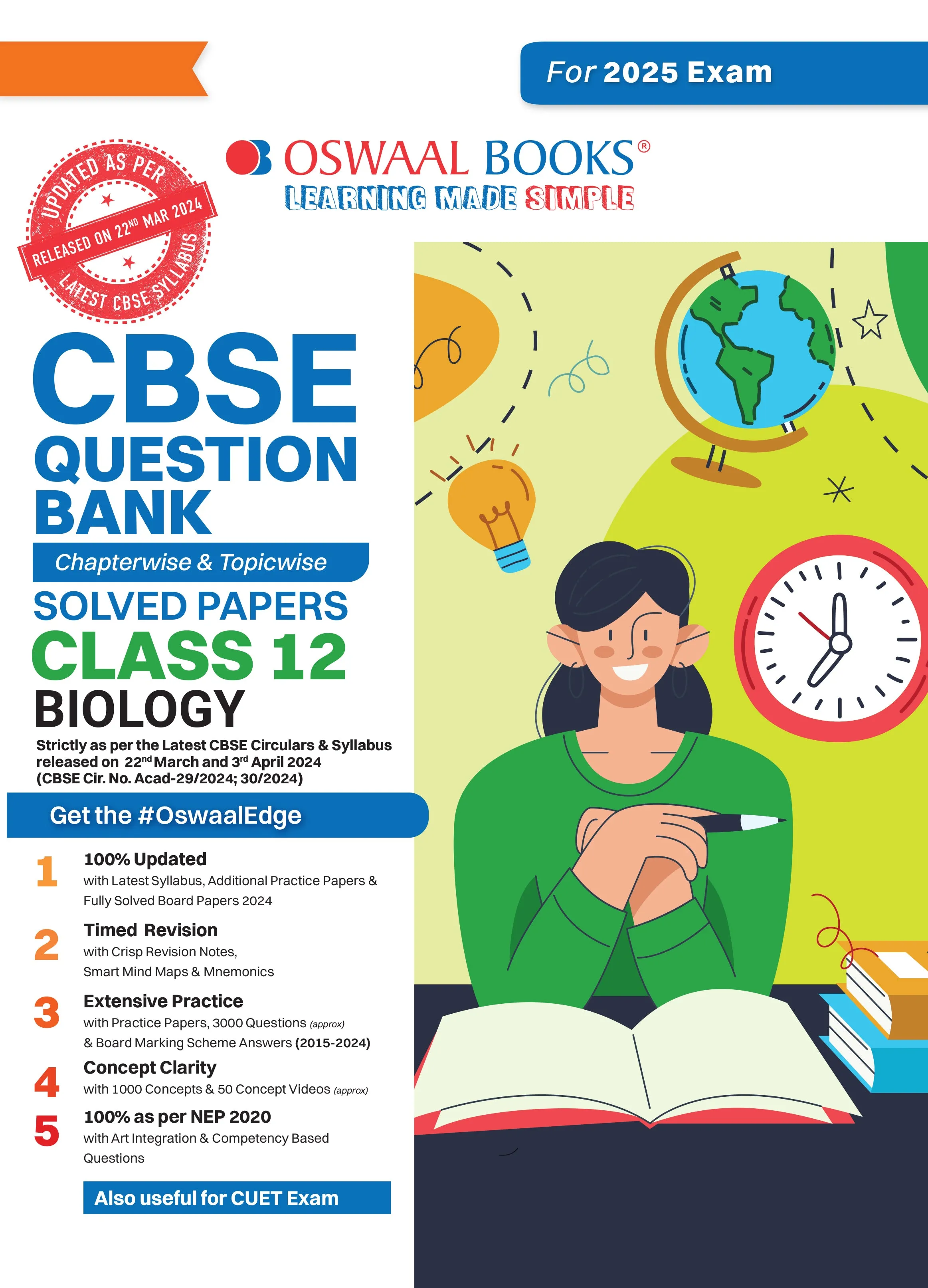 Oswaal CBSE Question Bank Class 12 Biology, Chapterwise and Topicwise Solved Papers For Board Exams 2025