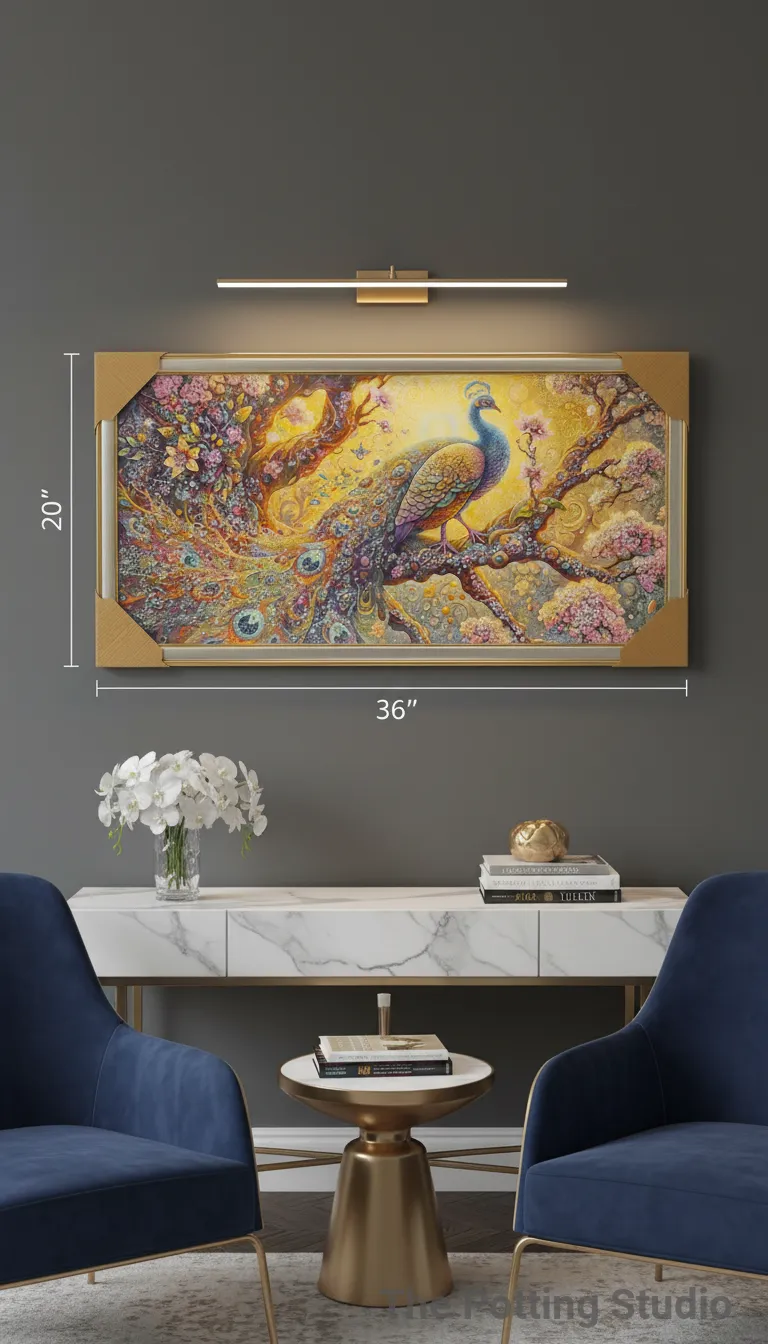 Peacock Wall Art 20"H & 36"W