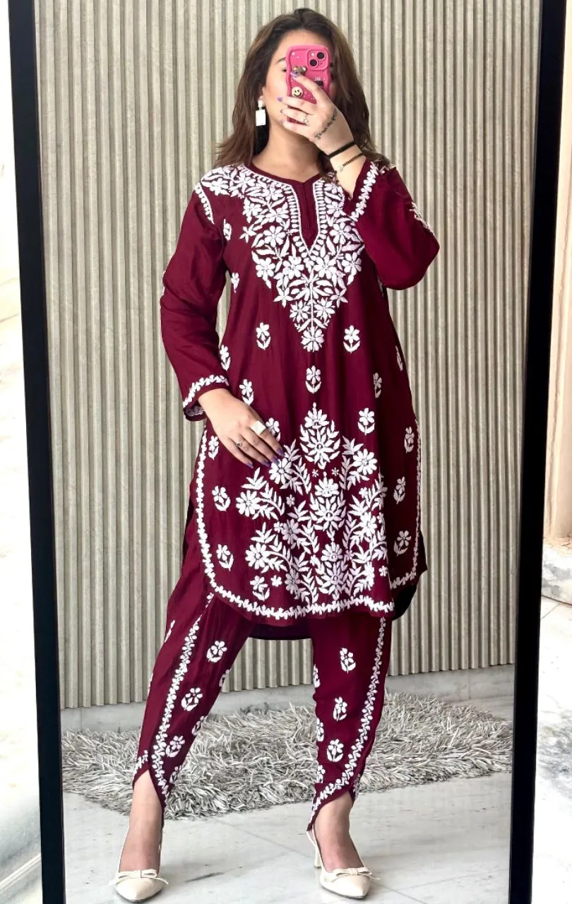 Chikankari Dhoti Set Sizes 38