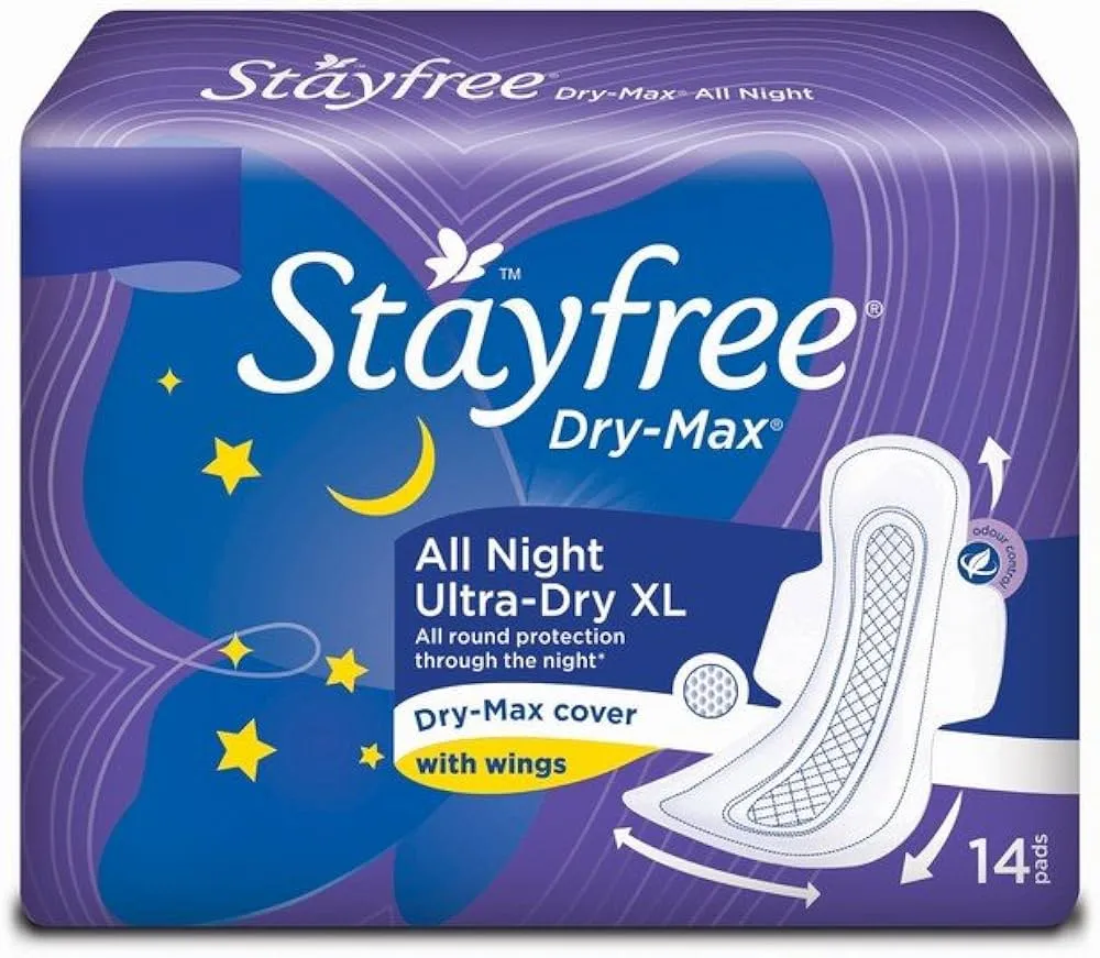 Stayfree Dry Max  All Night Ultra Dry with Wings Sanitary Pads XL 14 Pieces
