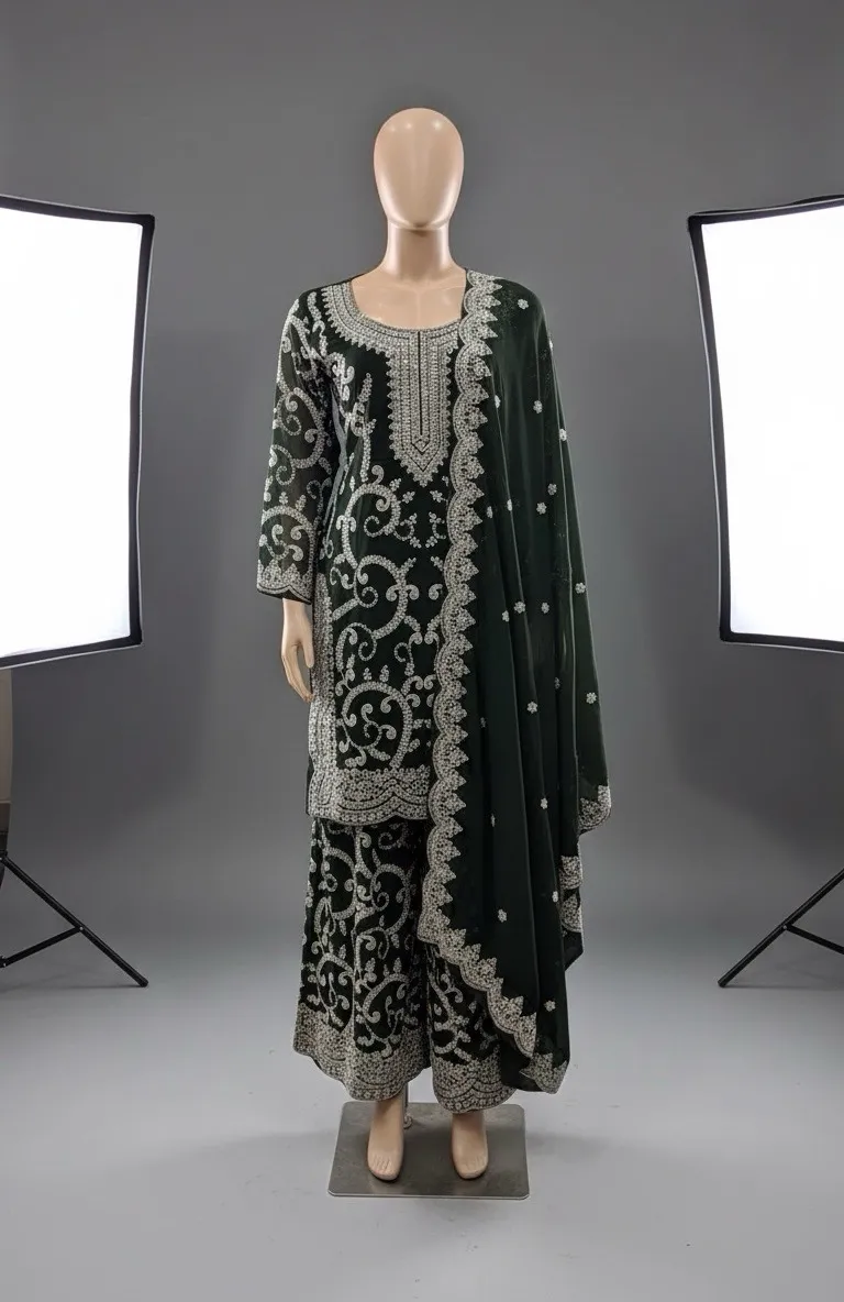 Silk Premium Embroidered Sharara Suit view 2
