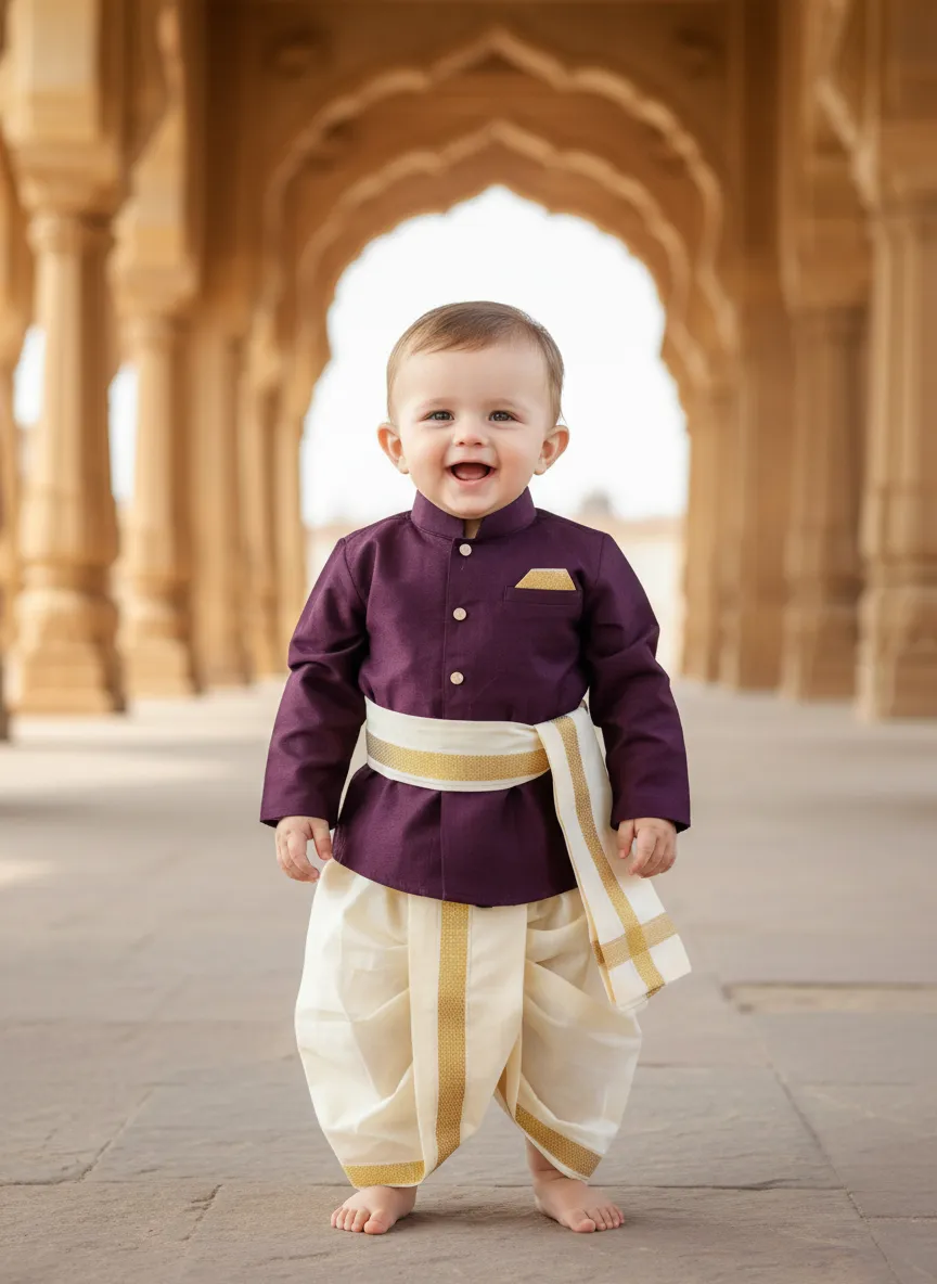 Kurta Dhoti Combo (Wine)