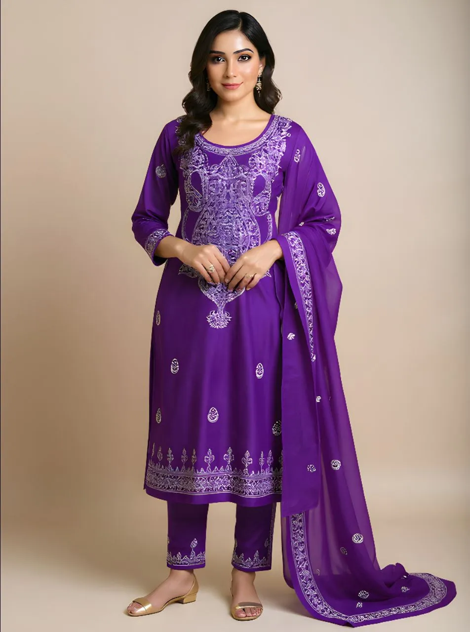 Embroidered Orange Salwar Kameez