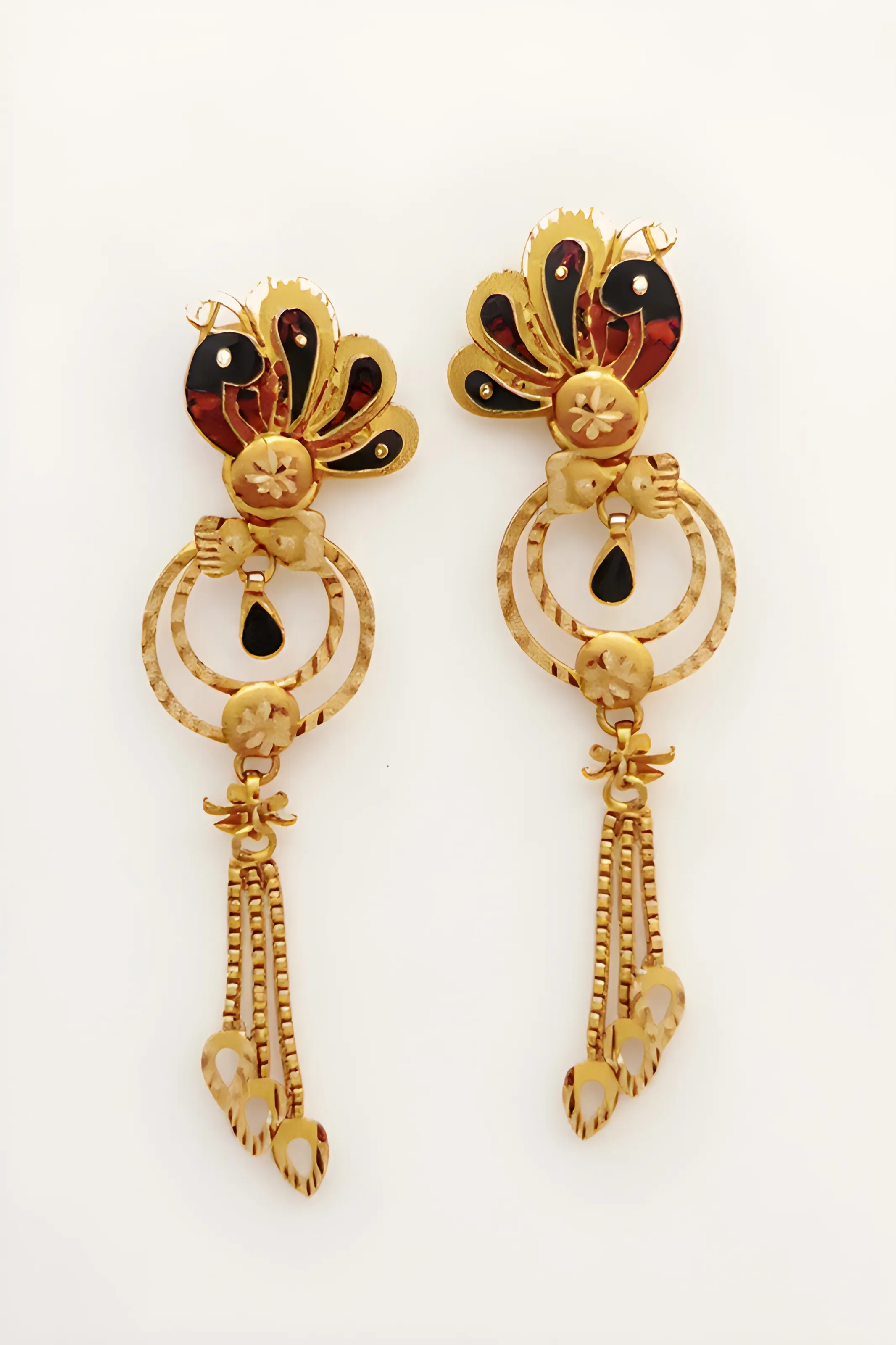 Gold Earrings Peacock Style