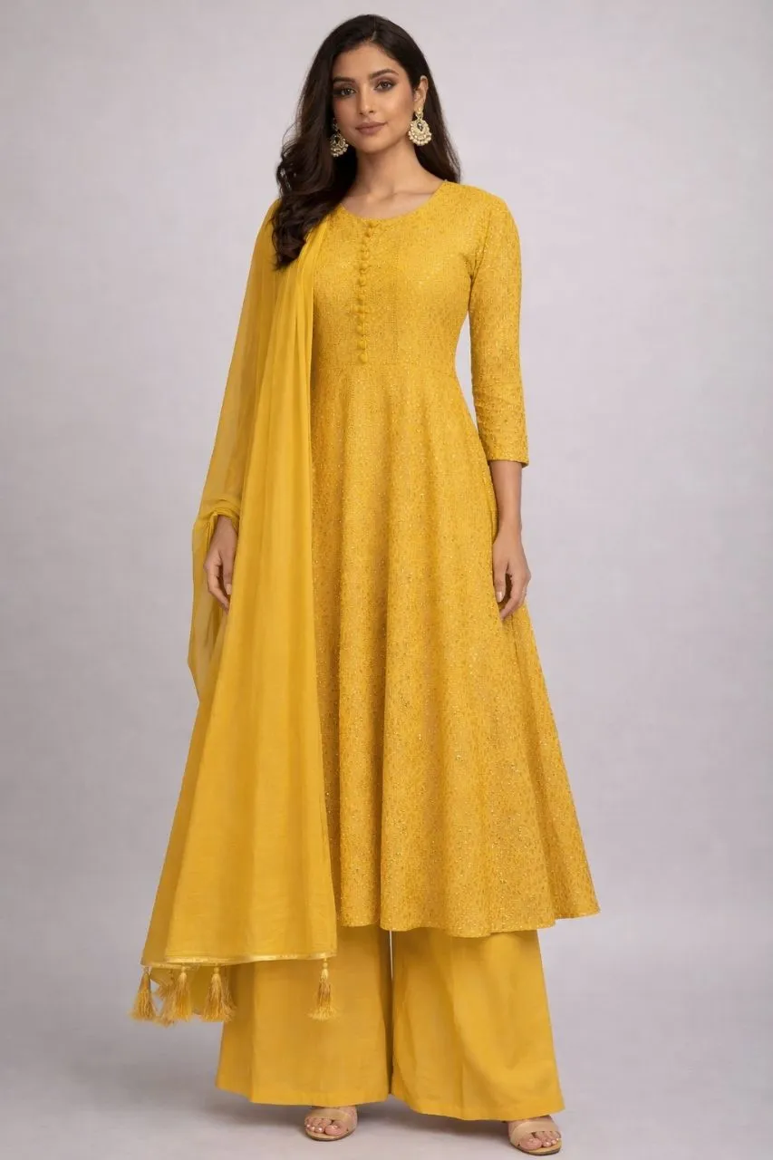 Mustard Yellow Anarkali Suit
