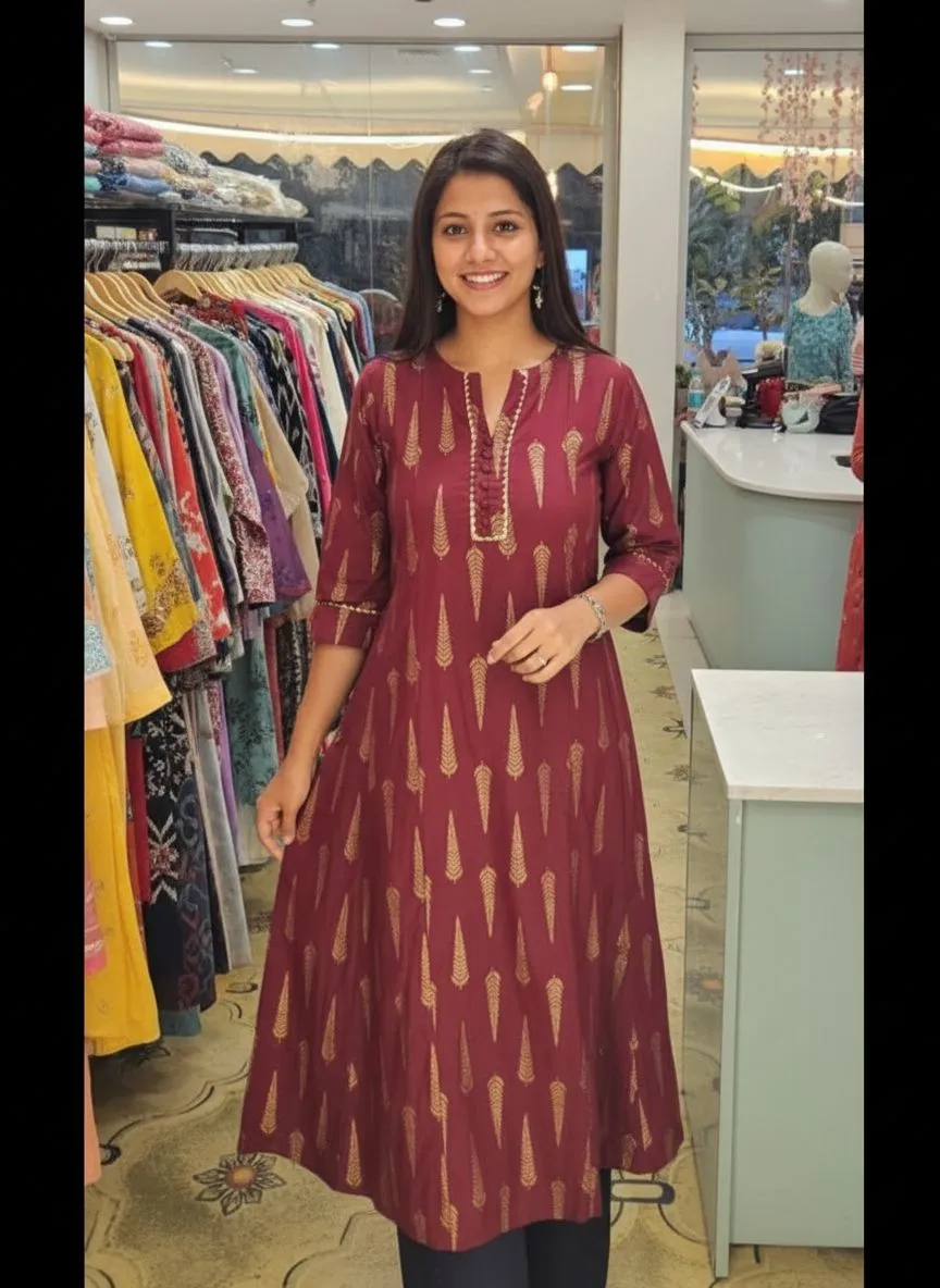 Gold Print Kurti