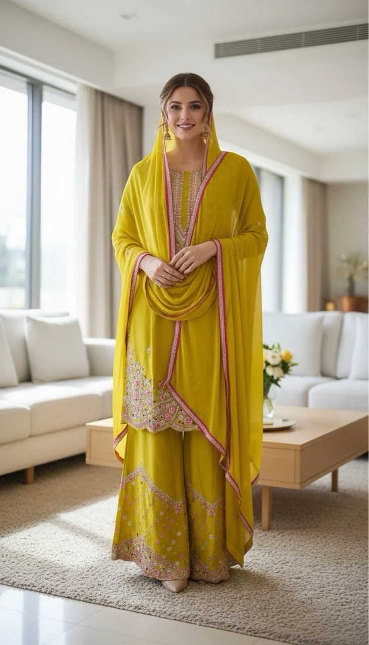 Embroidered Sharara Suit view 2