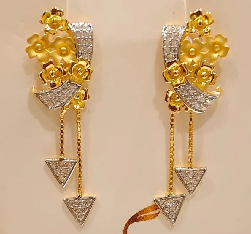 Gold Floral Diamond Earrings