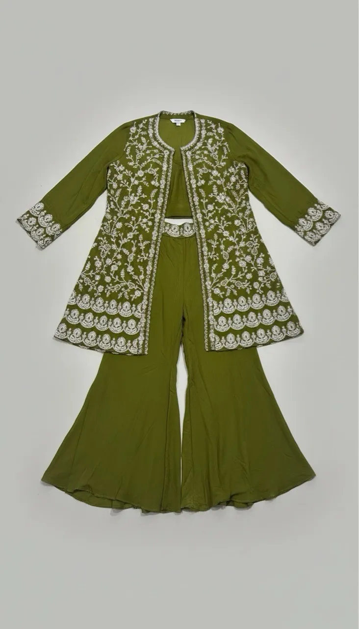 Silk Premium Embroidered Indo-Western Set view 2