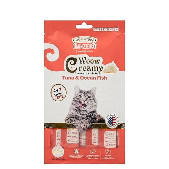 Grainzero Woow Creamy Tuna & Ocean Fish Cat & Kitten Lickable Treats (4 + 1 Free) 75 g
