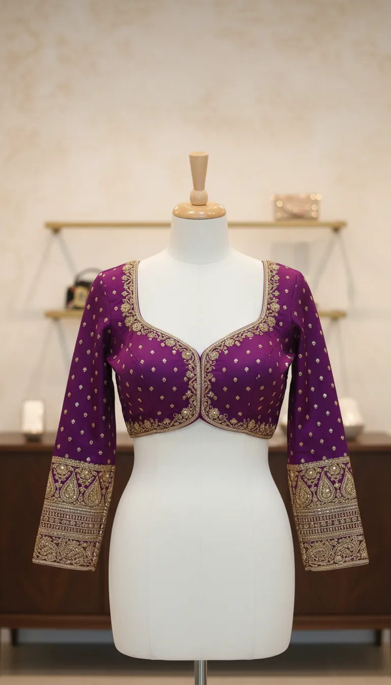Embroidered Purple Blouse