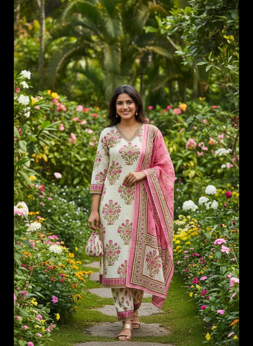 Embroidered Pink Salwar Kameez Set