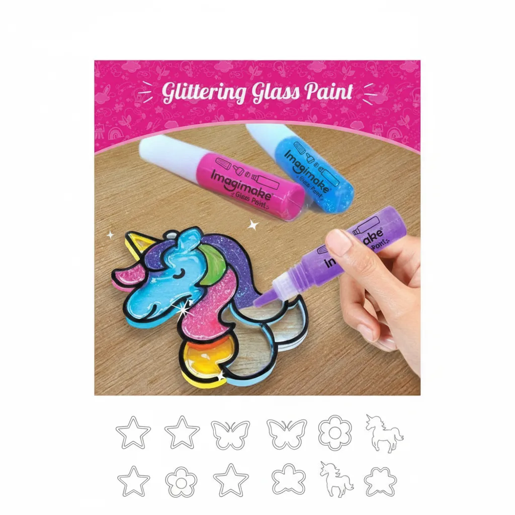 Imagimake Window Art - Princess - 16 Pieces Glass Painting Set - Princess, Mermaid, Unicorn Designs - Craft Kit for Girls 5 Years & Above - Multicolor view 5