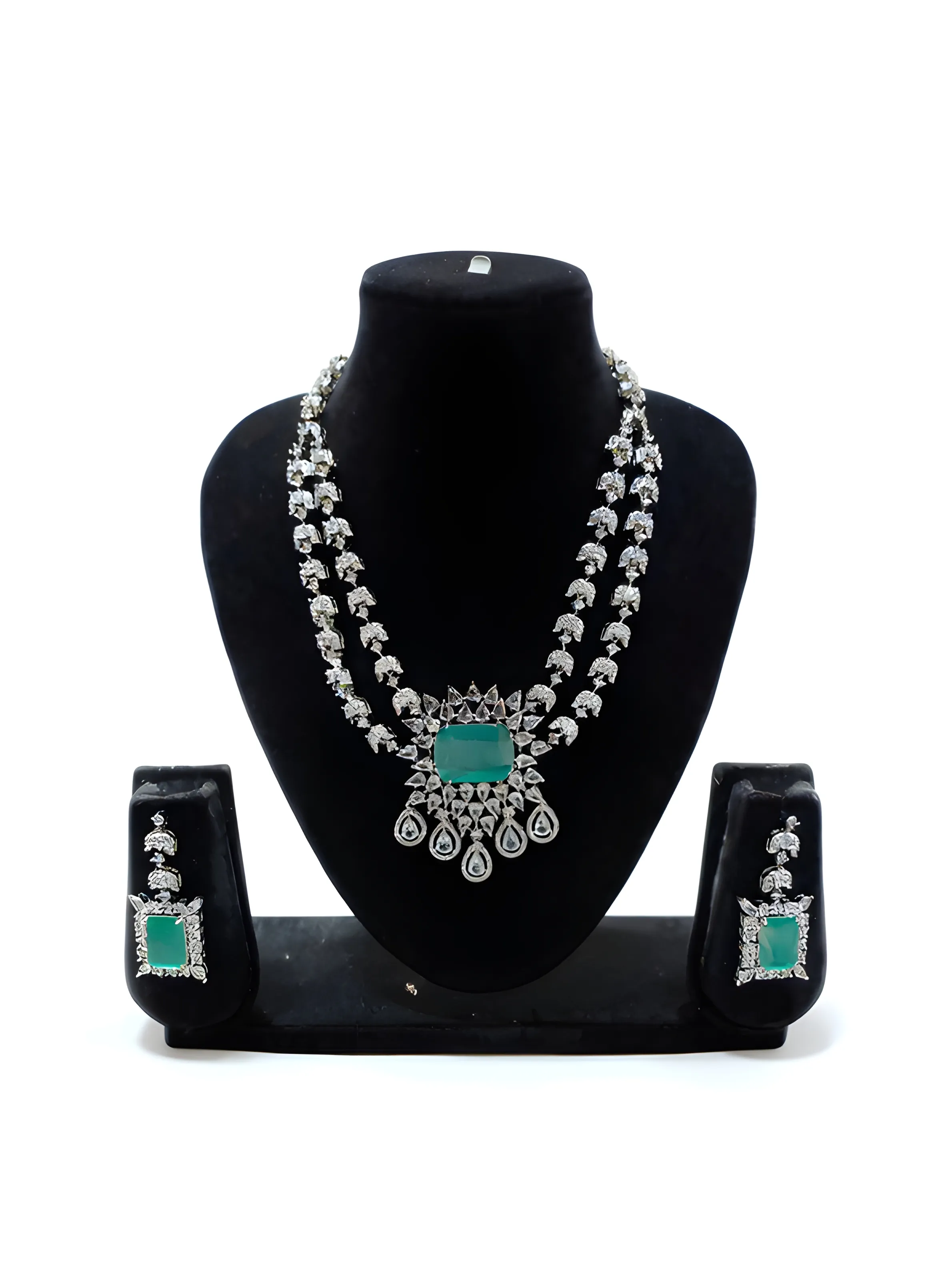 2 Layer Pendant Gemstone Necklace Set