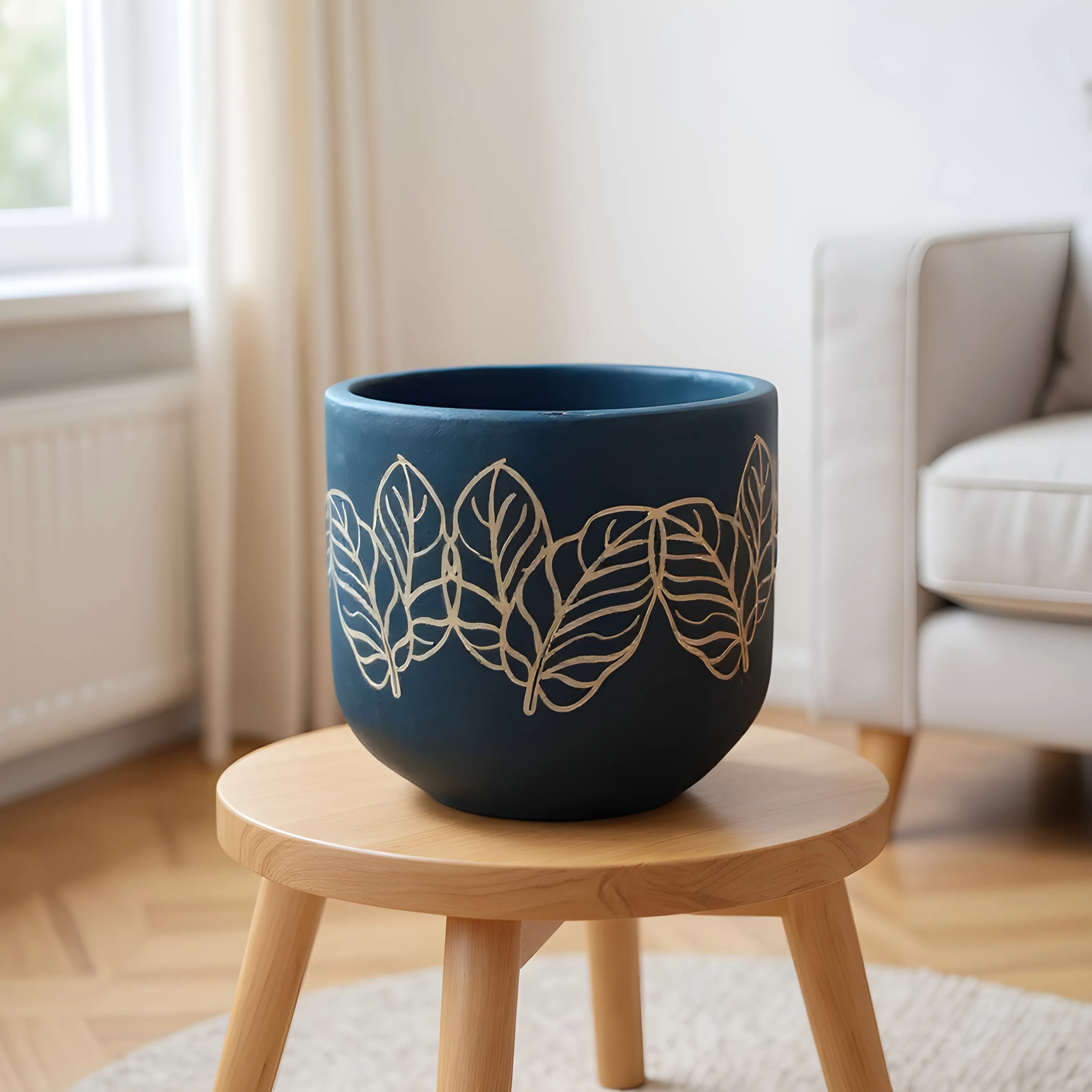 Leaf Pattern Decorative Terracota Pot