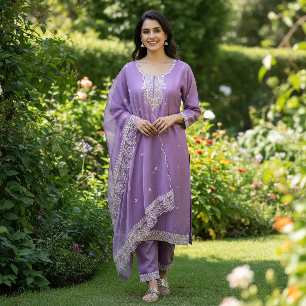 Embroidered Purple Suit