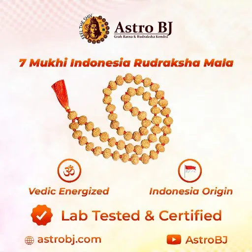 AstroBJ 7 Mukhi Rudraksha Mala "Siddh & Energised" A+++ Quality view 4