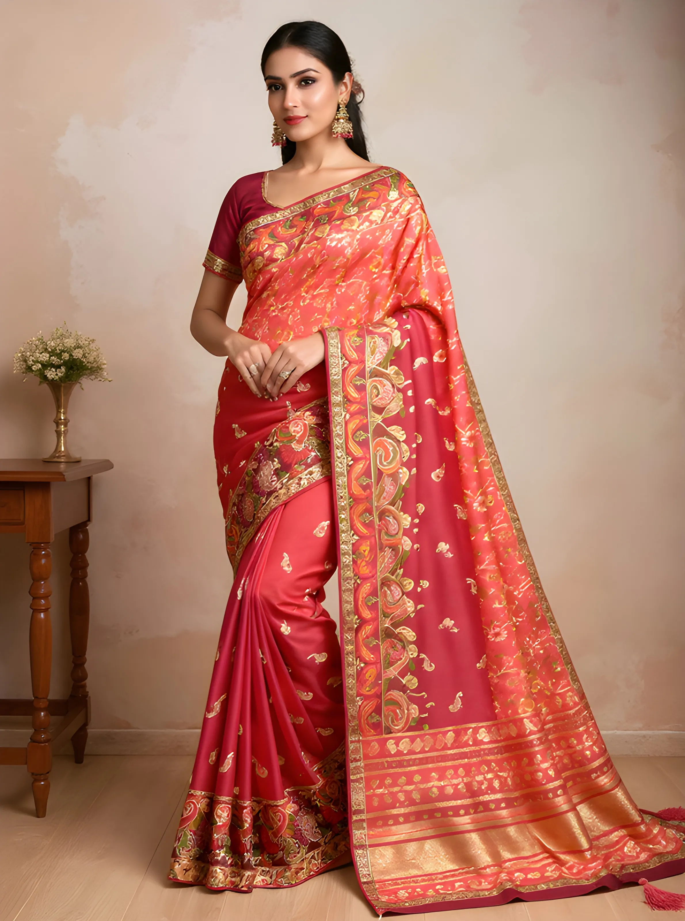 Embroidered Silk Saree