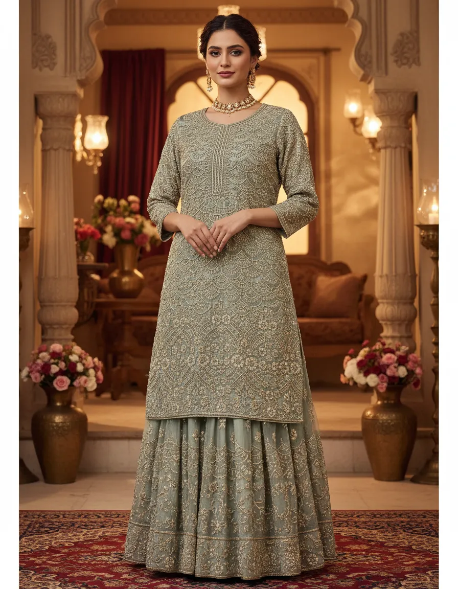 Embroidered Farshi Dress
