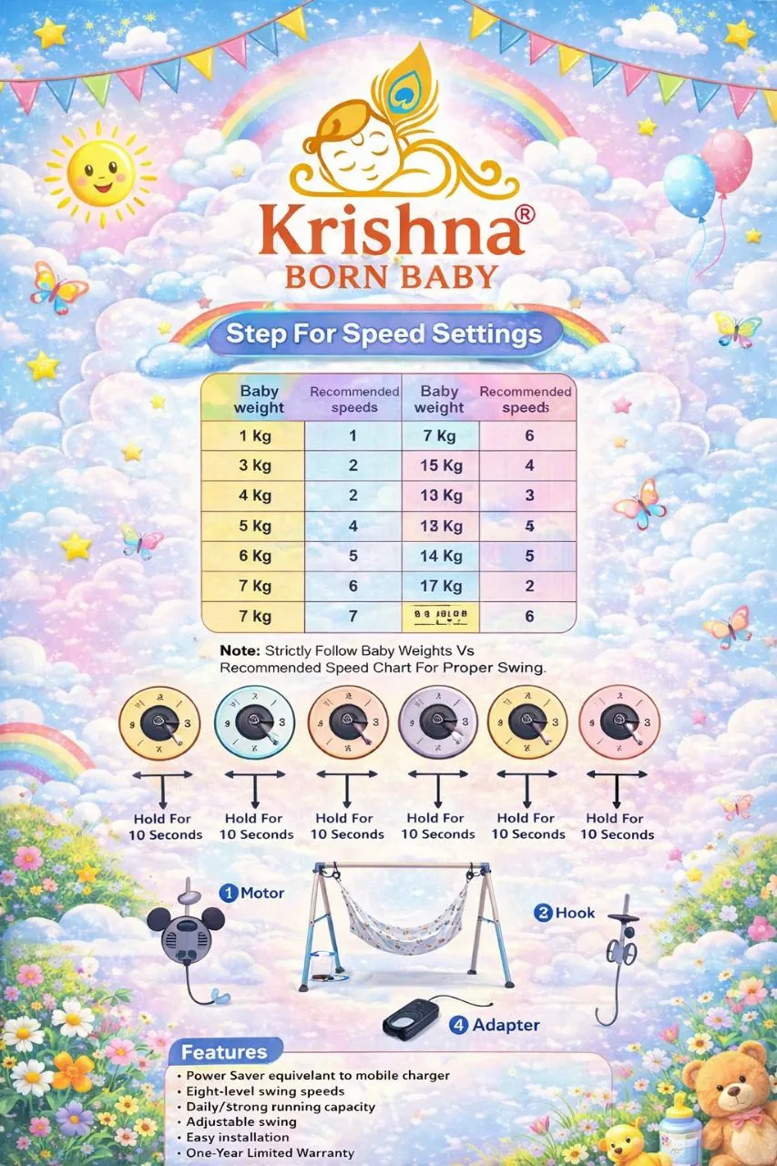 Automatic Baby Cradle Swing Kit for Traditional Jhula | Mild Steel, Adjustable Speed, Shock-Proof – 20kg Load, Made in India Black (only Automation kit) (Cradle not Included) view 2