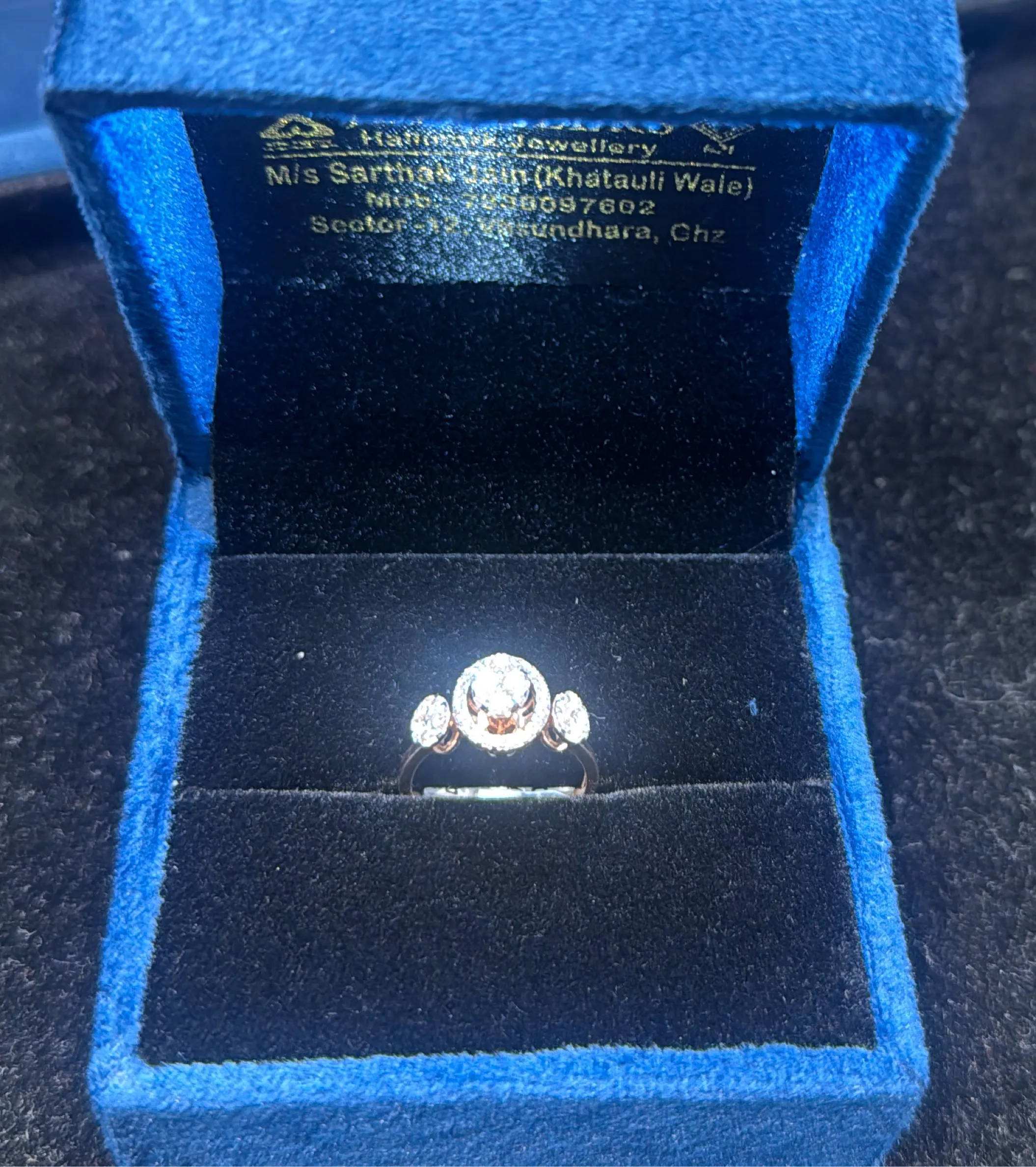 IGI Certified in 14kt Rose Gold Natural Diamond π Ring view 2