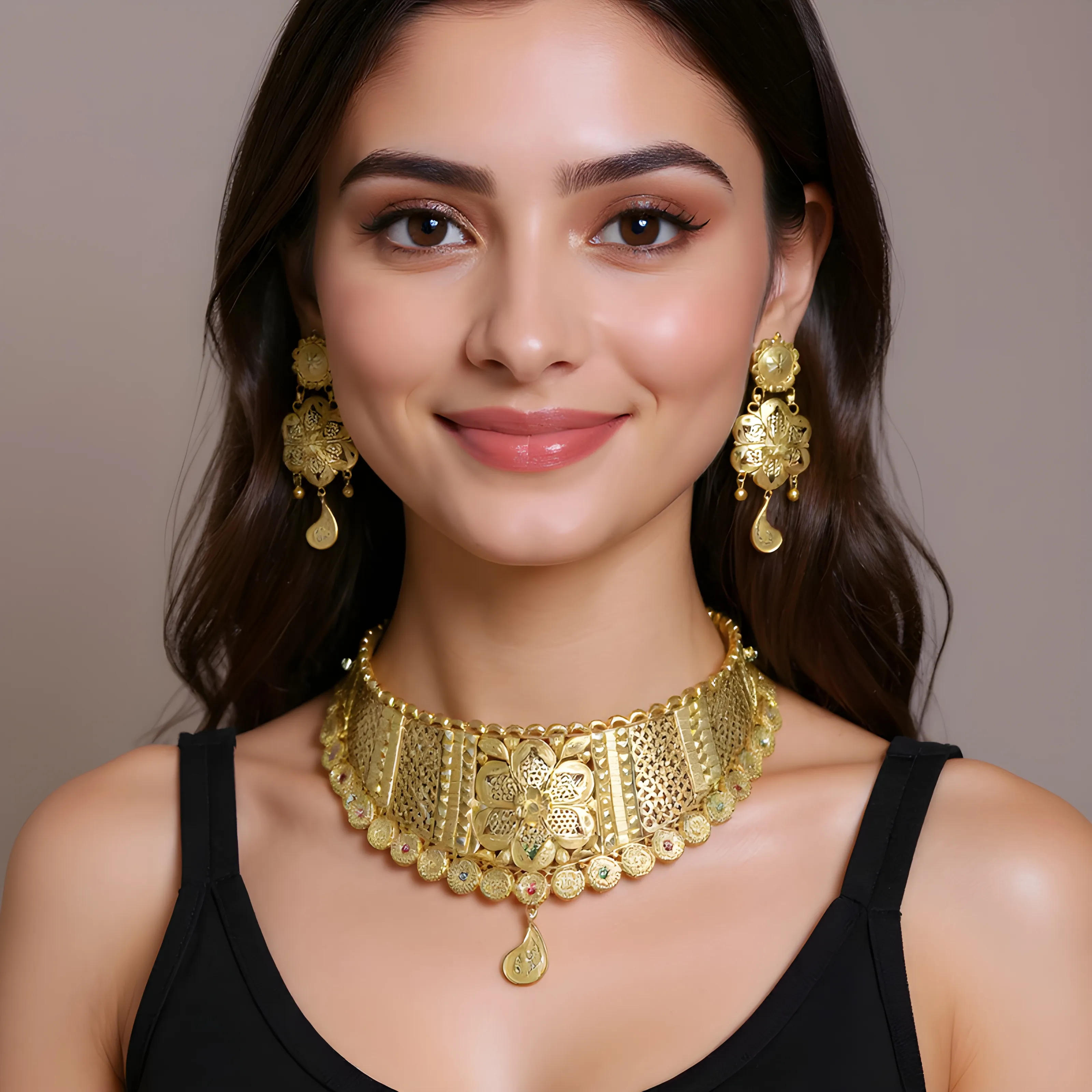 Gold Floral Necklace Set