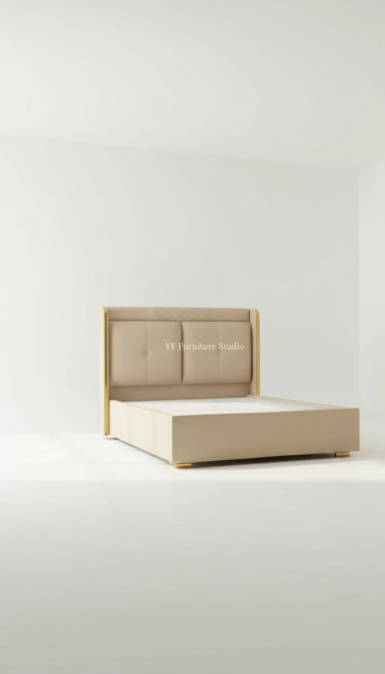 Beige Upholstered Bed