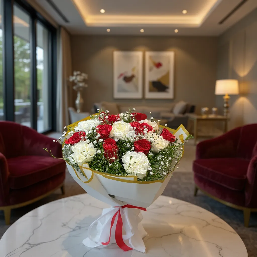 Floral Bouquet (Red Rose & Carnation Flowers)