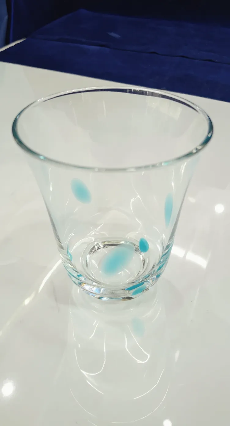 Decorative Glass Tumbler With Blue Accent
