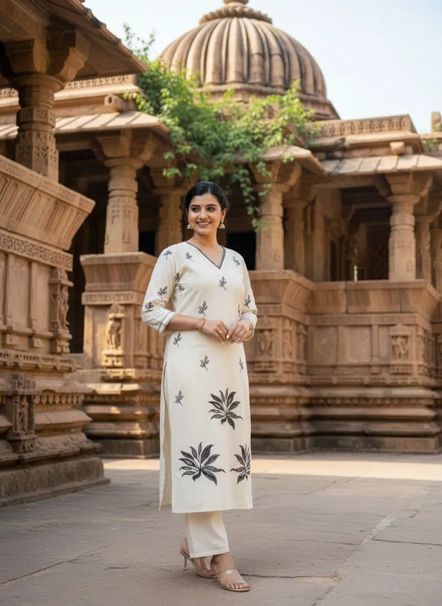 Black And White Kurti Set