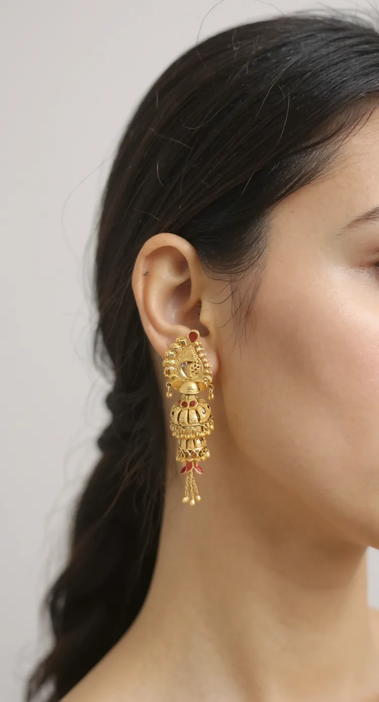 Gold Jhumka Earrings